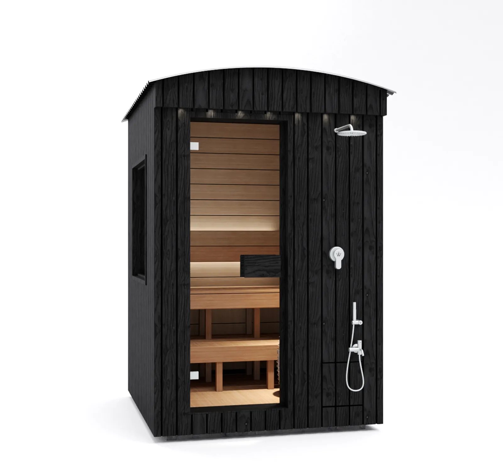 Front view of luxury 2 person outdoor Sauna