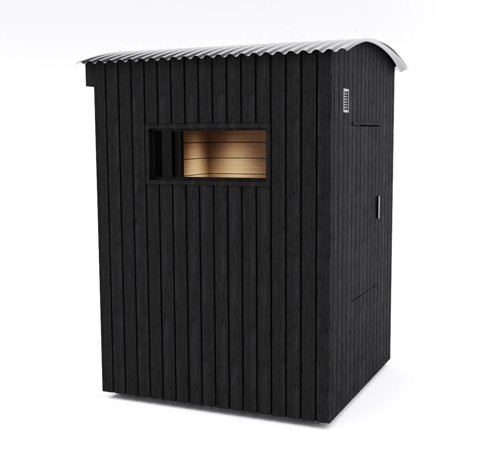 Side view of Wildhut 2 person luxury outdoor sauna